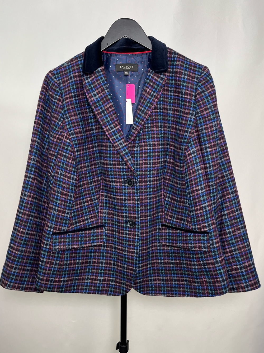 NWT Talbots Multi-Color Plaid Wool Blazer